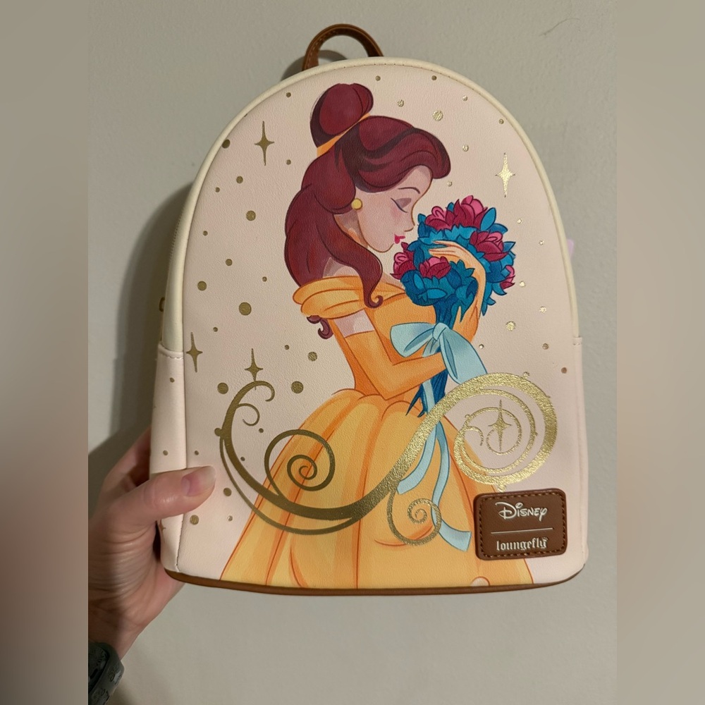 Loungefly Disney Belle Backpack - Cream, Gold, Red, Blue